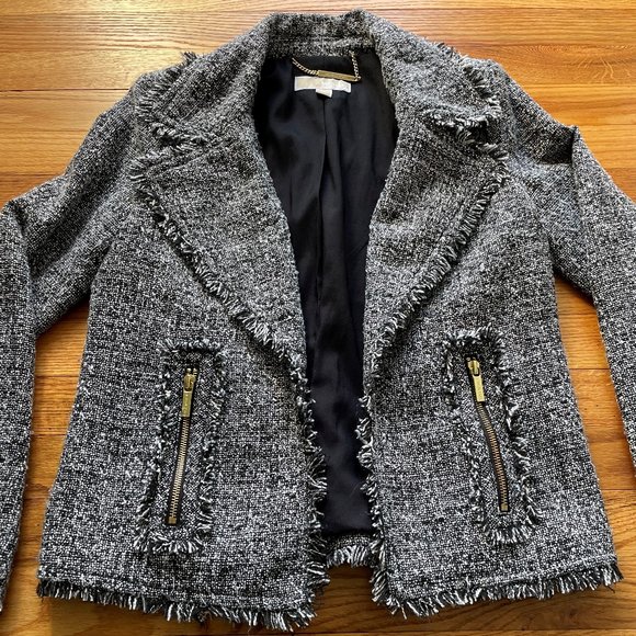 Michael Kors Tweed Open Front Blazer Size 2 - Picture 4 of 16